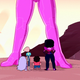 Amethyst, Pearl, Steven, and Garnet admiring Pink Diamond’s ship.